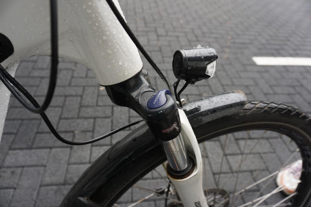 Fahrradlampe und die Fahrradgabel